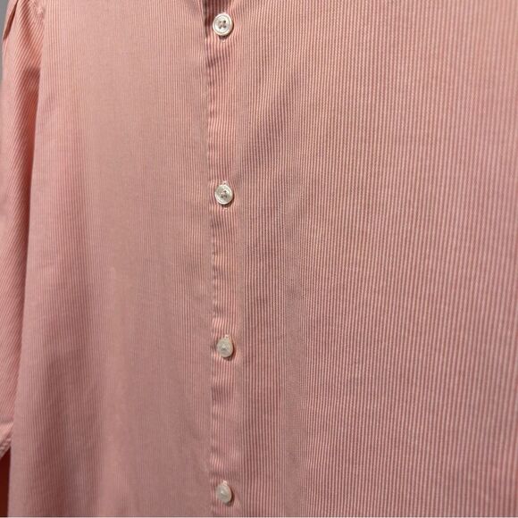 Perry Ellis 16 1/2 34/35 Peach and White Stripes 100% Cotton Button Down Shirt - Picture 5 of 8